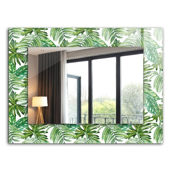 Miroir rectangulaire avec décoration Feuilles tropicales vertes