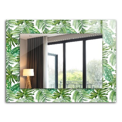 Miroir rectangulaire avec décoration Feuilles tropicales vertes