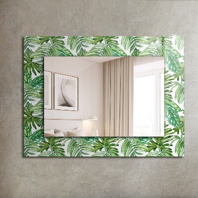 Miroir rectangulaire avec décoration Feuilles tropicales vertes