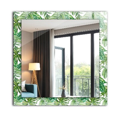 Miroir rectangulaire avec décoration Feuilles tropicales vertes