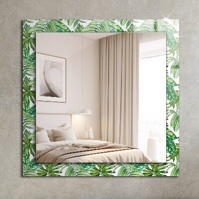 Miroir rectangulaire avec décoration Feuilles tropicales vertes