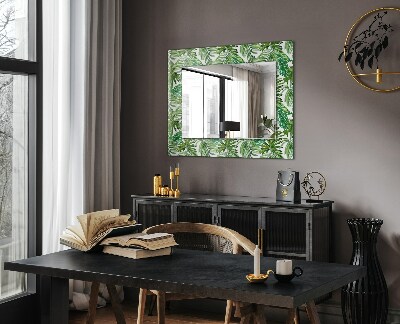 Miroir rectangulaire avec décoration Feuilles tropicales vertes