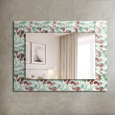 Miroir rectangulaire imprimé Feuilles à l'aquarelle