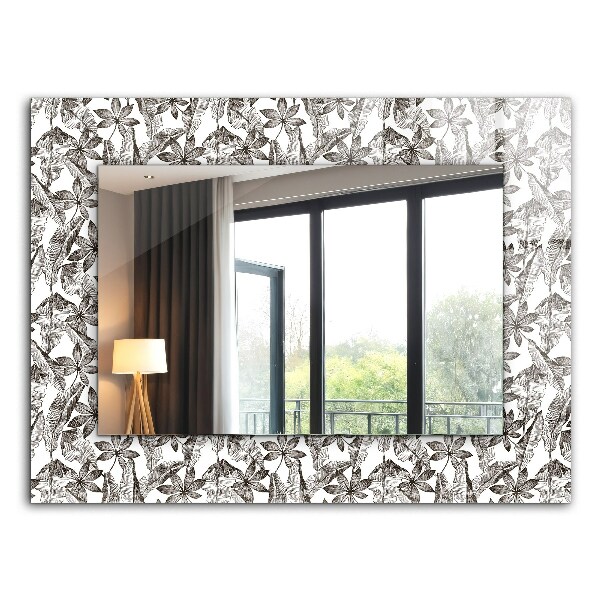 Miroir rectangulaire avec décoration Feuilles et fleurs