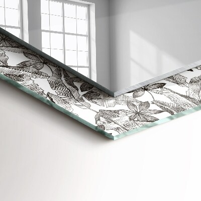 Miroir rectangulaire avec décoration Feuilles et fleurs