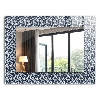 Miroir rectangulaire avec décoration Motif floral bleu