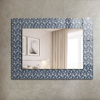 Miroir rectangulaire avec décoration Motif floral bleu