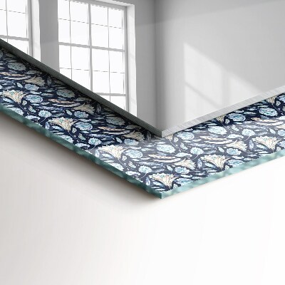Miroir rectangulaire avec décoration Motif floral bleu