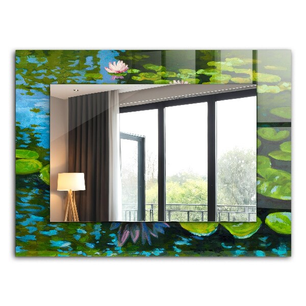 Miroir rectangulaire avec décoration Étang aux nénuphars