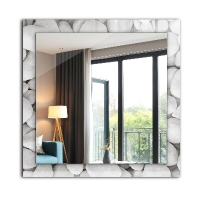 Miroir rectangulaire avec décoration Pierres blanches lisses