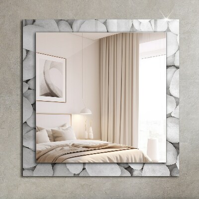 Miroir rectangulaire avec décoration Pierres blanches lisses