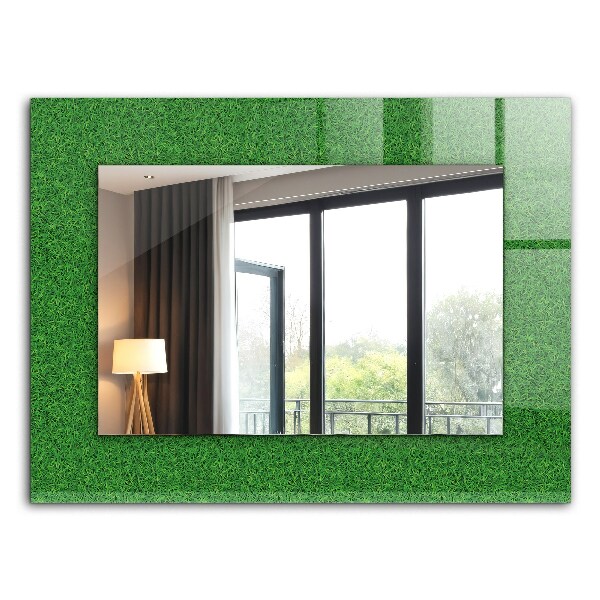 Miroir rectangulaire avec décoration Herbe verte
