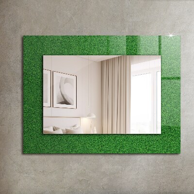 Miroir rectangulaire avec décoration Herbe verte