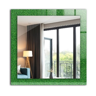 Miroir rectangulaire avec décoration Herbe verte