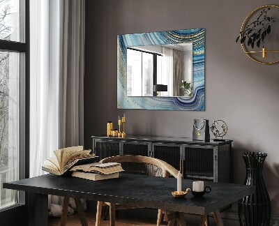 Miroir rectangulaire avec décoration Vagues bleues abstraites