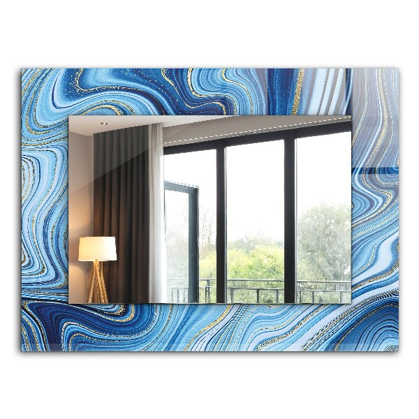 Miroir rectangulaire avec décoration Motif bleu abstrait