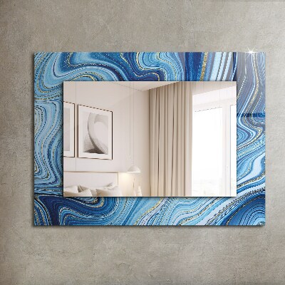 Miroir rectangulaire avec décoration Motif bleu abstrait