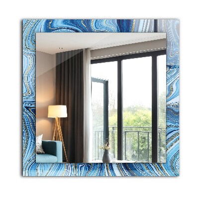 Miroir rectangulaire avec décoration Motif bleu abstrait
