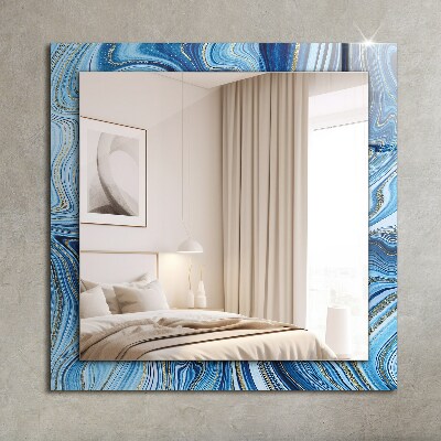 Miroir rectangulaire avec décoration Motif bleu abstrait