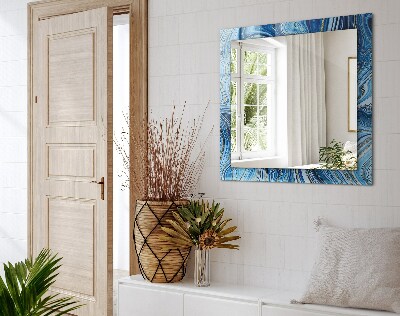 Miroir rectangulaire avec décoration Motif bleu abstrait