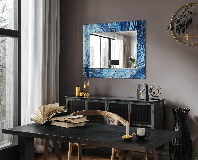 Miroir rectangulaire avec décoration Motif bleu abstrait