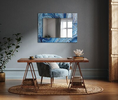 Miroir rectangulaire avec décoration Motif bleu abstrait