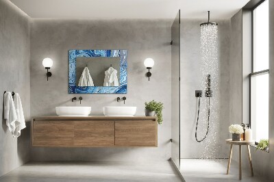 Miroir rectangulaire avec décoration Motif bleu abstrait