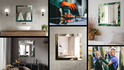 Miroir rectangulaire avec décoration Texture verte abstraite