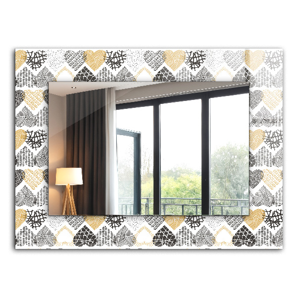 Miroir rectangulaire imprimé Coeurs colorés