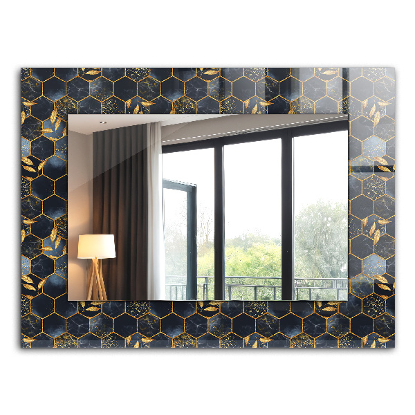 Miroir rectangulaire avec décoration Feuilles hexagonales