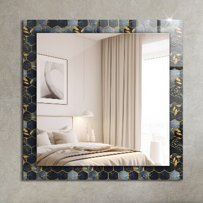 Miroir rectangulaire avec décoration Feuilles hexagonales