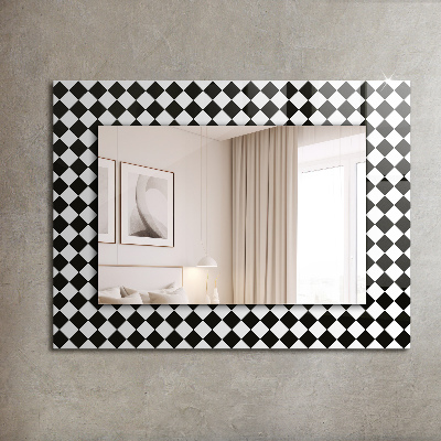 Miroir rectangulaire imprimé Damier noir et blanc