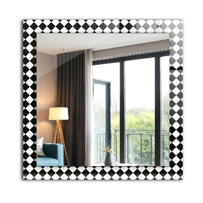 Miroir rectangulaire imprimé Damier noir et blanc