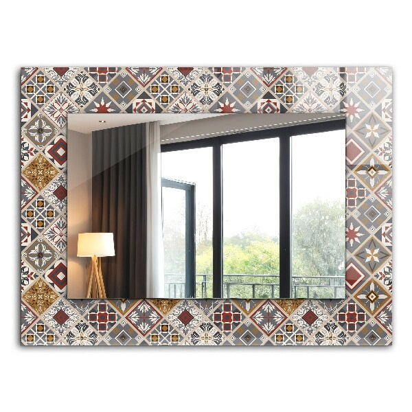 Miroir rectangulaire avec décoration Motifs de carreaux colorés