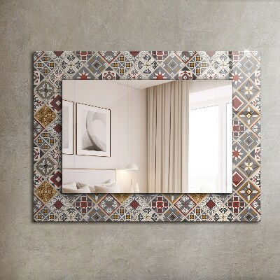 Miroir rectangulaire avec décoration Motifs de carreaux colorés