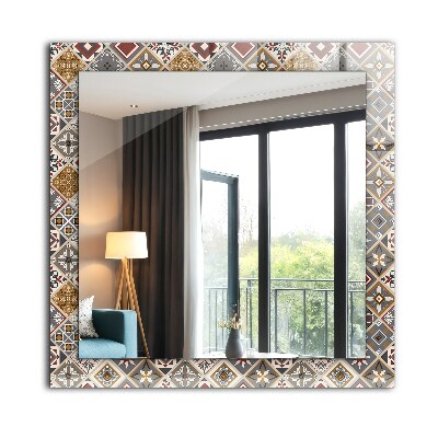 Miroir rectangulaire avec décoration Motifs de carreaux colorés
