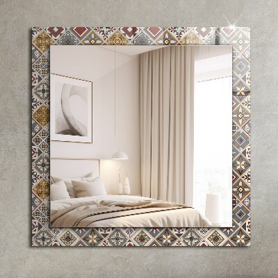Miroir rectangulaire avec décoration Motifs de carreaux colorés