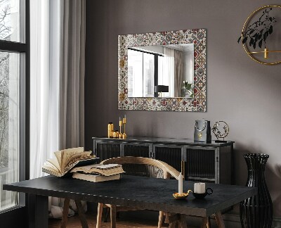 Miroir rectangulaire avec décoration Motifs de carreaux colorés