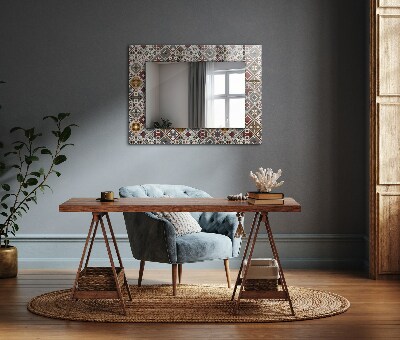 Miroir rectangulaire avec décoration Motifs de carreaux colorés