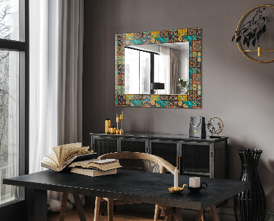 Miroir rectangulaire imprimé Carreaux de mosaïque colorés