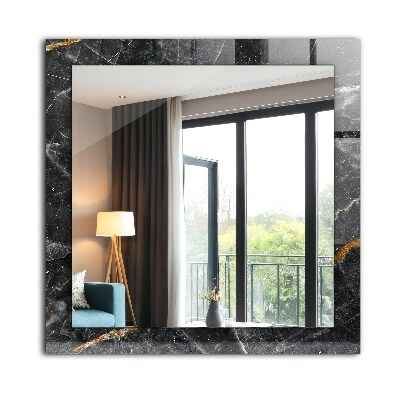 Miroir rectangulaire avec décoration Veines de marbre noir