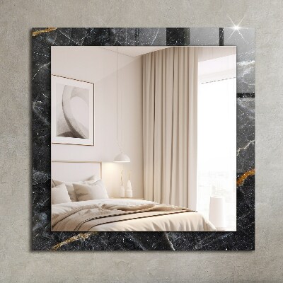 Miroir rectangulaire avec décoration Veines de marbre noir