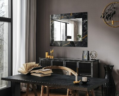 Miroir rectangulaire avec décoration Veines de marbre noir