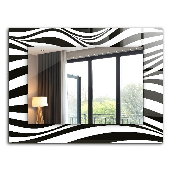 Miroir rectangulaire avec décoration Vagues noires et blanches