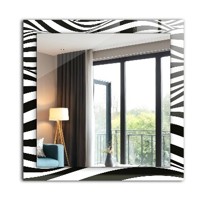Miroir rectangulaire avec décoration Vagues noires et blanches