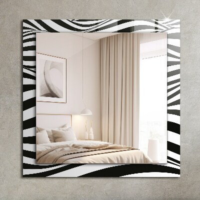 Miroir rectangulaire avec décoration Vagues noires et blanches