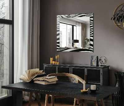 Miroir rectangulaire avec décoration Vagues noires et blanches
