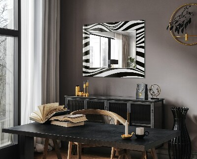 Miroir rectangulaire avec décoration Vagues noires et blanches