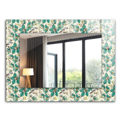 Miroir rectangulaire imprimé Oiseaux et fleurs
