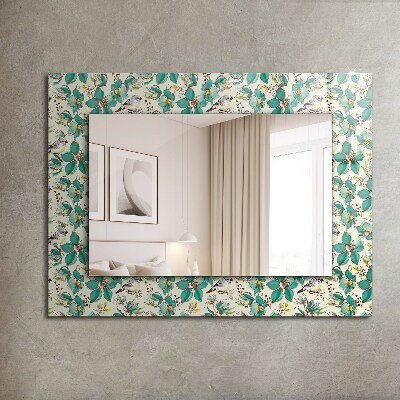 Miroir rectangulaire imprimé Oiseaux et fleurs